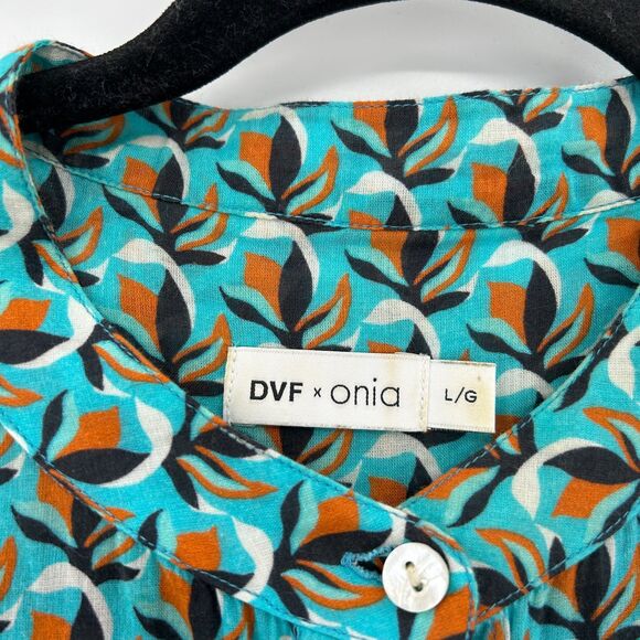 DIANE VON FURSTENBERG x Onia Blue Orange Cotton Maxi Swim Beach Cover Up Large - Picture 8 of 9